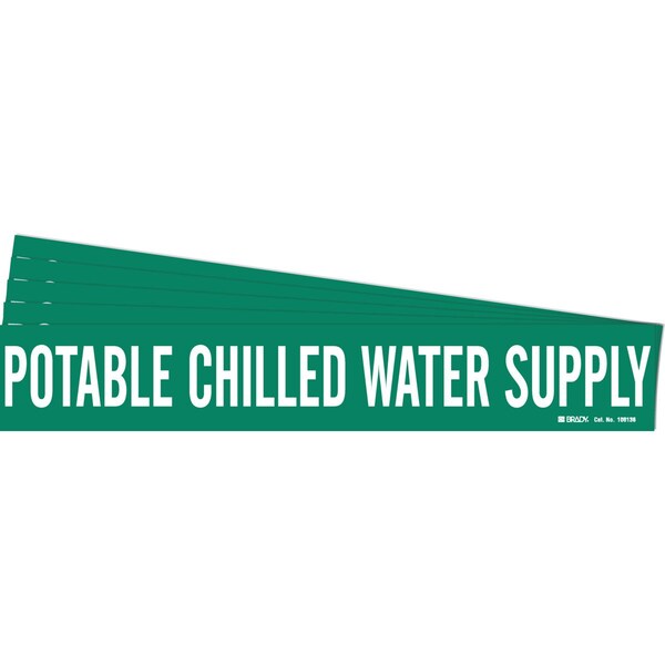 POTABLE CHILLED WATER SUPPLY Pipe Marker Style 1 White on Green 1 per Card, 5 PK